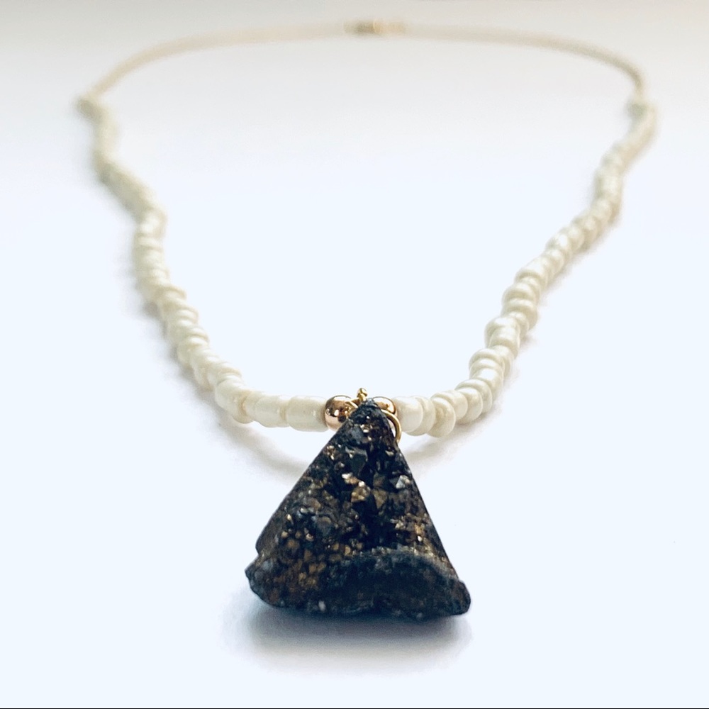 STIX+STONZ “Fools Gold” Geode Necklace - Handmade - Picture 4 of 8
